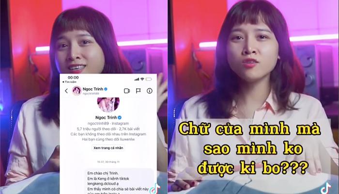 Hot TikToker "bóc phốt" Ngọc Trinh: Đi đạo văn nhưng chính chủ nhắn tin lại lờ luôn