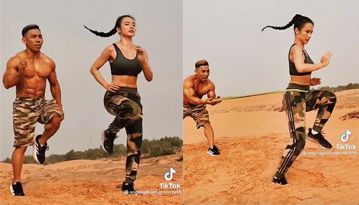 Angela Phương Trinh khoe thân hình lực sĩ "rực lửa" trên đồi cát trước mặt Phạm Văn Mách