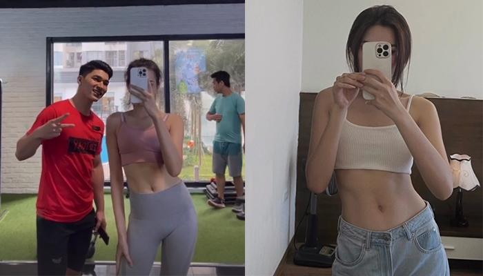 Đỗ Thị Hà tự tin cởi áo khoe thành quả tập luyện