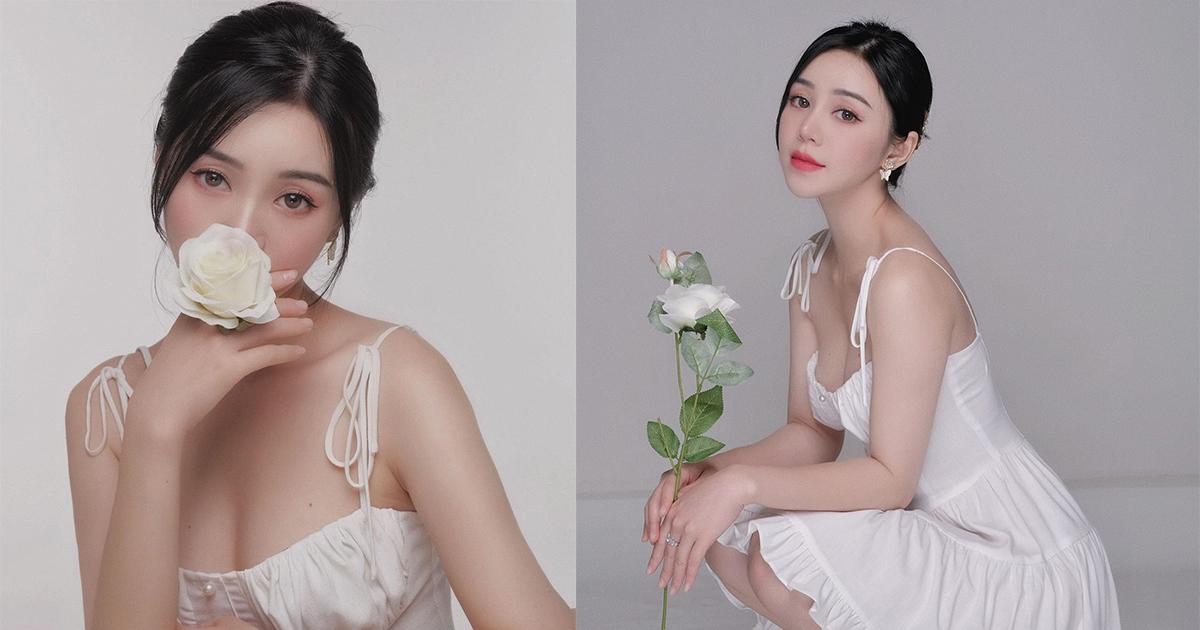 Quỳnh Kool khoe cận nhan sắc ngây thơ, xinh như búp bê trong loạt ảnh diện đầm 2 dây