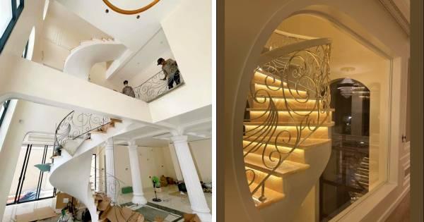 Sau cái cổng 3,6 tỷ, Lệ Quyên dát vàng cho cầu thang biệt thự triệu đô