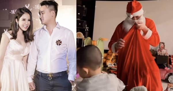 Vắng con trai, bố chồng Diệp Lâm Anh hóa trang làm ông già Noel, phát quà cho các cháu