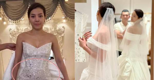 Đi thử váy cưới, Phương Trinh Jolie tự tin để mặt mộc nhưng sao bụng lùm lùm là thế này