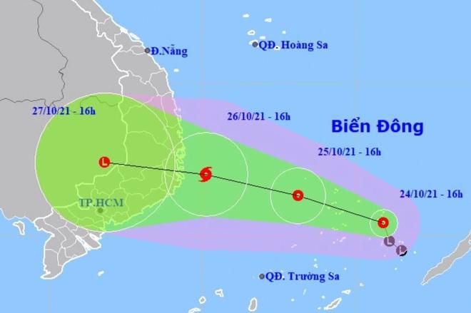 Chiều nay 24/10, vùng áp thấp đã mạnh lên trên Biển Đông