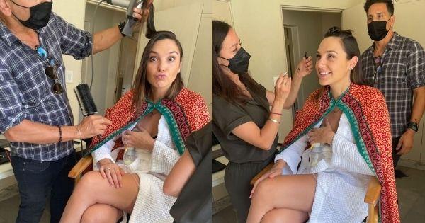 Gal Gadot vừa trang điểm vừa hút sữa cho con ở phim trường