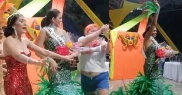 Mẹ Á hậu cướp vương miện của Tân Hoa hậu ném xuống đất, la hét om sòm vì không phục kết quả