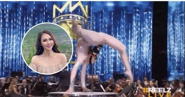 Hoa hậu Mông Cổ bị ngã nhào khi đang biểu diễn động tác múa nguy hiểm tại Chung kết Miss World 2021