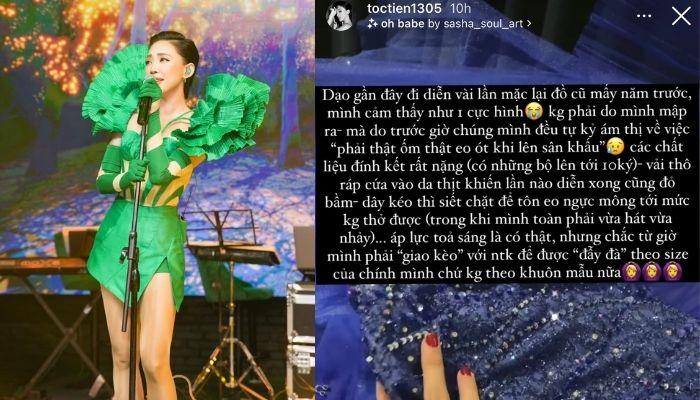 Giữa khuya, Tóc Tiên than thở đi diễn như cực hình, da thịt đỏ bầm, không thở nổi