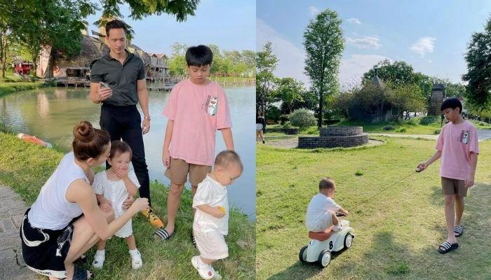 Subeo nhà Hà Hồ "trổ mã" ở tuổi 12, cao lớn gần bằng bố dượng Kim Lý