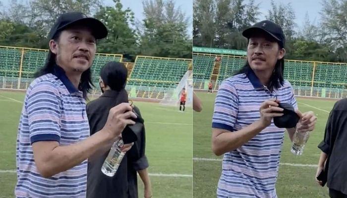 Danh hài Hoài Linh mặc quần ngủ dép xỏ ngón đi xem Quang Hải đá bóng gây quỹ từ thiện