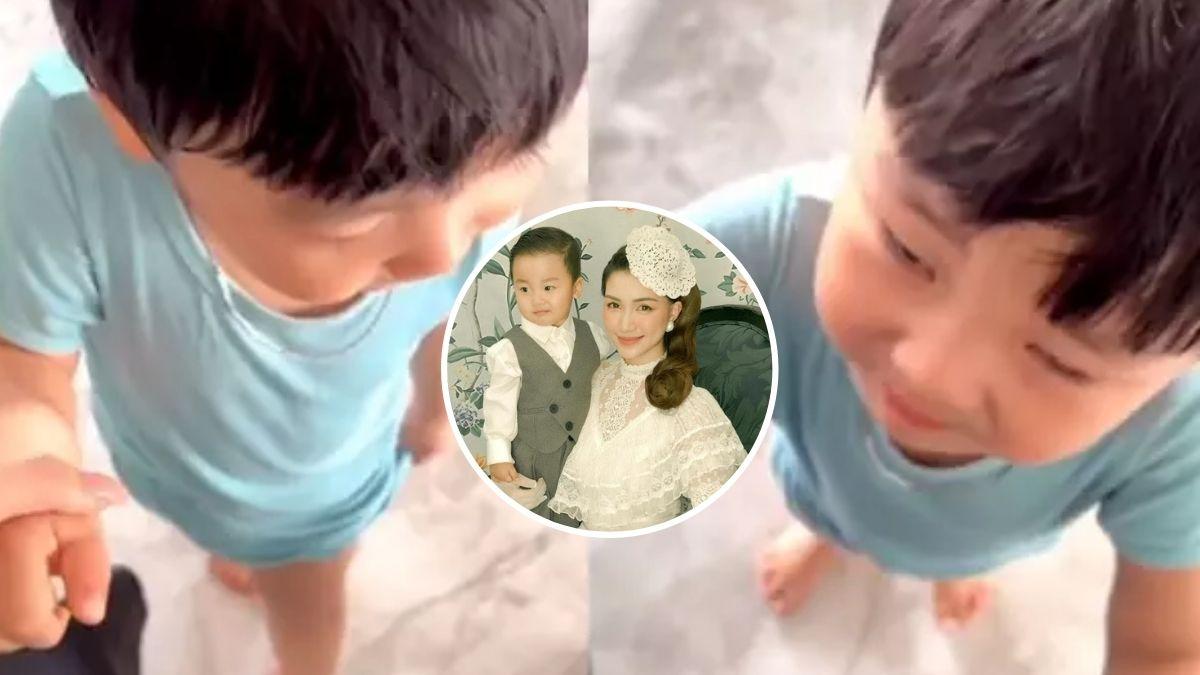 Dân mạng mủi lòng nghe Hòa Minzy dỗ con trai đang nức nở níu chân mẹ: Mẹ đi làm kiếm tiền nuôi Bo