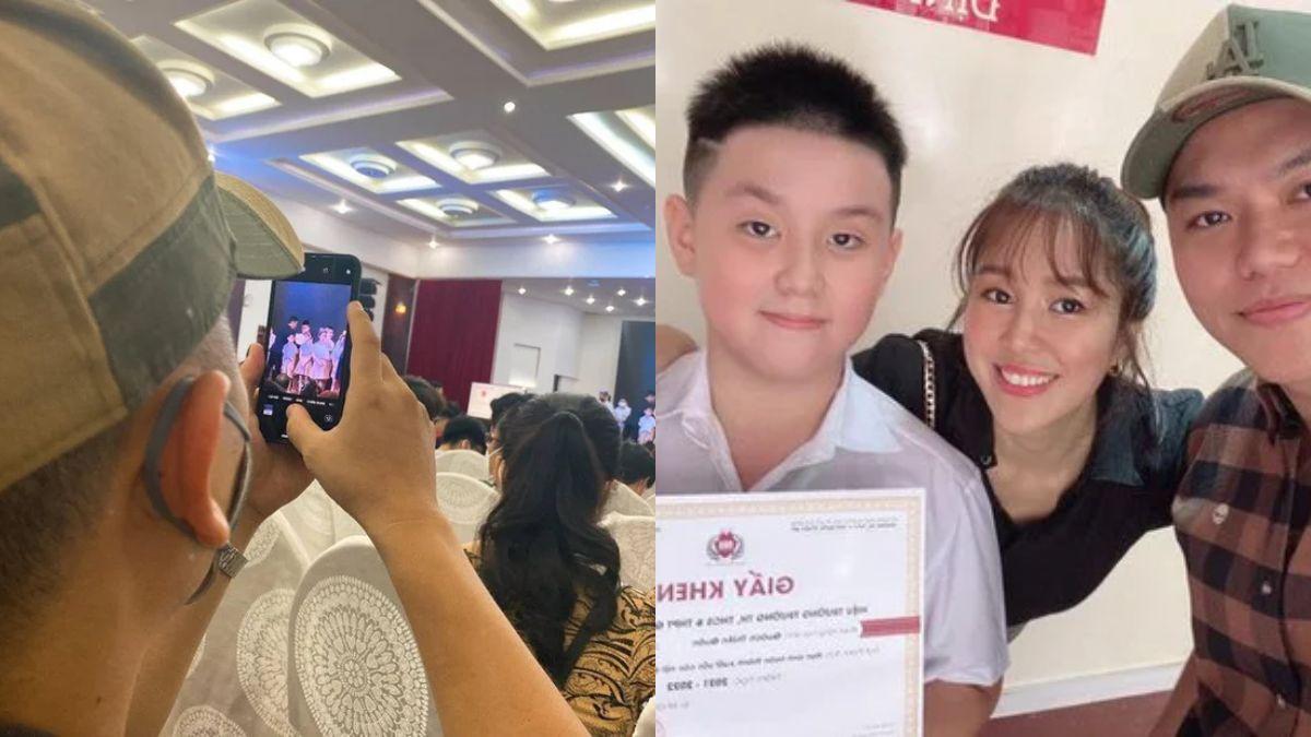 Con trai Lê Phương tốt nghiệp tiểu học, bố dượng hộ tống, bố đẻ vắng mặt