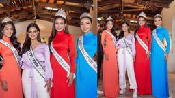 Miss Universe Harnaaz Sandhu như cây nấm khi đứng cạnh Ngọc Châu, Thảo Nhi