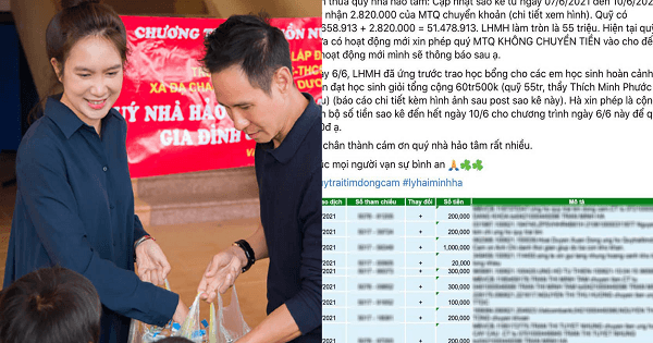 Vợ chồng Lý Hải lại được khen ngợi khi quyên góp 51 triệu vẫn sao kê minh bạch