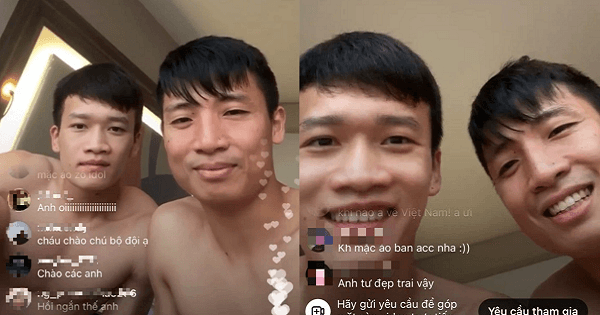 Bùi Tiến Dũng và Hoàng Đức lần đầu livestream, chỉ 5 phút đã hối hả hỏi nút tắt vì quá nhiều người xem