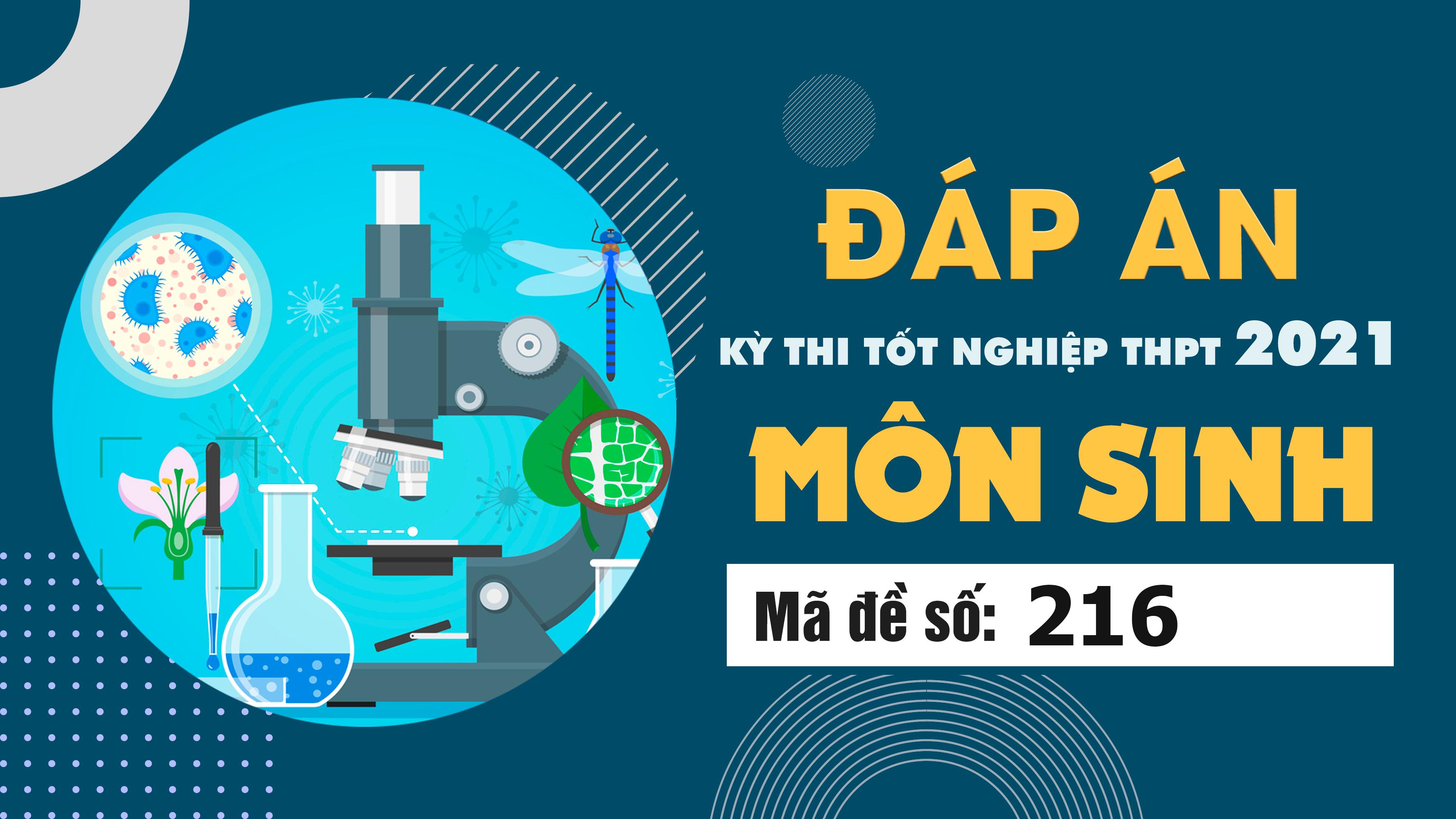 Đáp án đề thi môn Sinh học mã đề 216 THPT Quốc gia lần 1 năm 2021