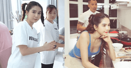 Rời Vũ Khắc Tiệp, Ngọc Trinh vào bếp với style kín như bưng