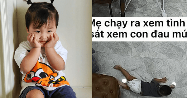 Con trai ngã nhào trên ghế xuống đất, Hòa Minzy đứng khoanh tay cười