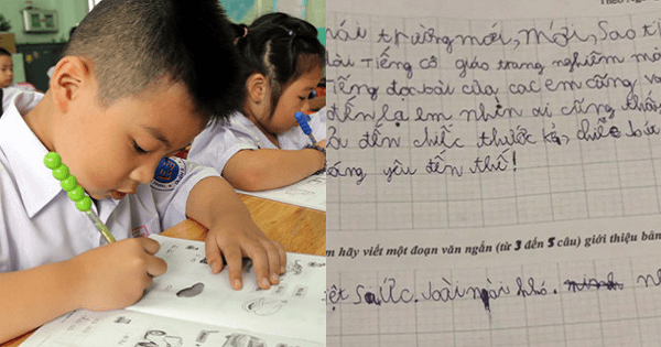 Học sinh lớp 1 viết bài văn miêu tả bản thân bằng 4 từ khiến dân tình cười ngất