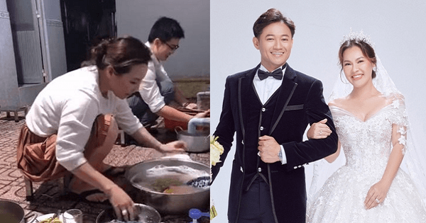 Là doanh nhân giàu có, bà xã Quý Bình không ngại rửa bát khi về nhà chồng
