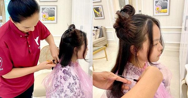 Siêu mẫu Thúy Hạnh cắt tóc cho con gái, kết quả như bước ra từ salon 'xịn'