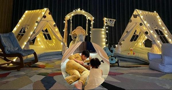 Đàm Thu Trang chuẩn bị cho hai con khu cắm trại lung linh ngay biệt thự triệu đô