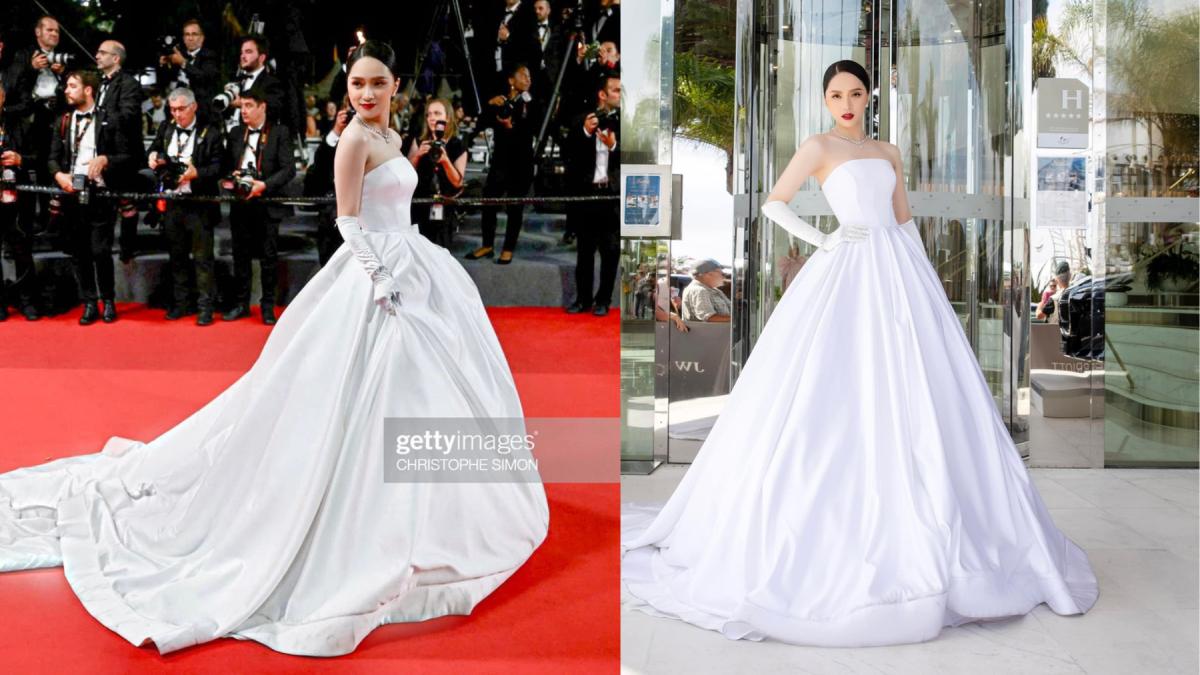 Hương Giang trên thảm đỏ Cannes như cô dâu, netizen tưởng qua Pháp chụp ảnh cưới
