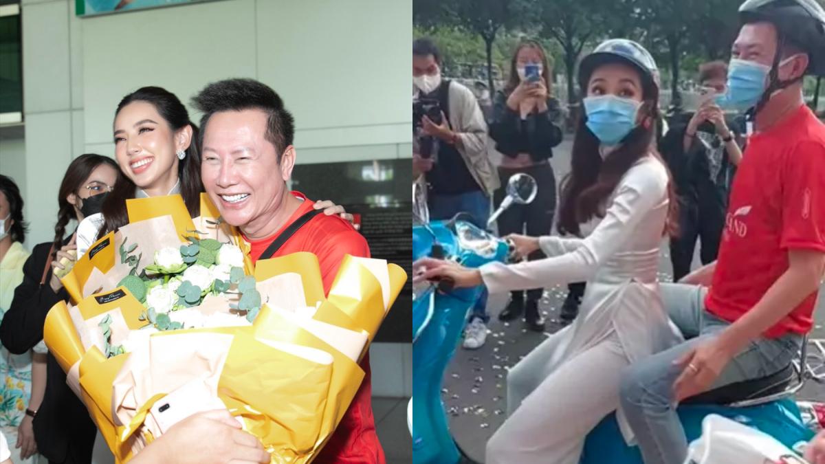 Hoa hậu Thuỳ Tiên lái xe máy chở chủ tịch Miss Grand đi dạo phố Sài Gòn