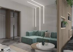 Căn hộ 45m² khéo léo sử dụng gam màu xanh lá và hệ thống đèn LED làm điểm nhấn nổi bật