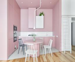 Căn hộ 43m² tối giản của nàng độc thân với phòng bếp hình tam giác hồng ngọt ngào