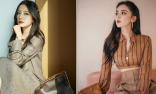 Chọn outfit giản dị, Triệu Vy lép vế trước Cổ Lực Na Trát tại show Fendi