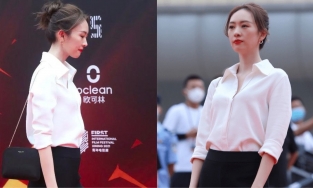 Chán váy áo cầu kỳ, Đồng Dao diện luôn combo áo trắng quần đen lên thảm đỏ