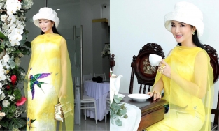 Hoa hậu Giáng My đội mũ to 'chà bá', nổi bật lấn át cả cô dâu