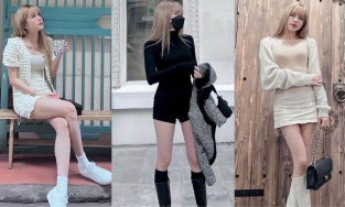 Mặc trời Hà Nội se lạnh, Thiều Bảo Trâm vẫn đam mê diện quần short, váy ngắn khoe chân dài 'bất tận'