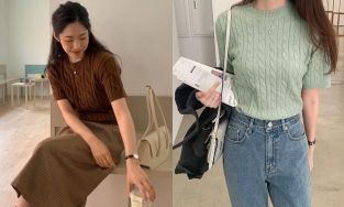 Gái Hàn có 4 cách diện áo len cộc tay xinh xuất sắc, các nàng học theo đảm bảo style chuẩn nàng thơ