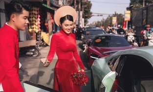 'Bản sao' Hoa hậu Kỳ Duyên gây xôn xao với lễ cưới toàn siêu xe hơn 50 tỷ