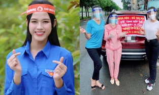 Hoa hậu Đỗ Thị Hà gửi 100 kg gạo, 100 kg thịt vào TP.HCM cho dân nghèo