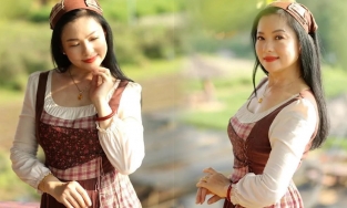 Bà xã ông Quân 'Hướng dương ngược nắng' trẻ trung bất ngờ ở tuổi 52