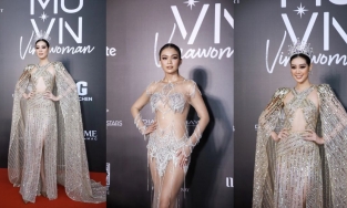Thảm đỏ Hoa hậu Hoàn vũ Việt Nam: Khánh Vân lộ diện cùng vương miện, Mâu Thủy hở bạo