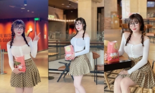 Âu Hà My diện đồ như nữ sinh đại học đi xem phim, chiếc áo rộng cổ khoe vòng 1 'bội thực'