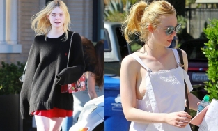 Elle Fanning đầu tóc rối bù, quần áo tiện gì mặc nấy nhưng ra đường vẫn xinh bất chấp