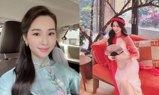 Năm chưa hết mà Hoa hậu Đặng Thu Thảo đã lên đồ với áo dài như Tết 