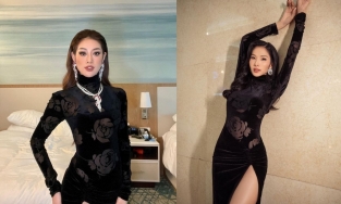 Mặc chung một chiếc váy nhưng Khánh Vân lại 'thua' đàn chị Hoàng Thuỳ đến 2 lần