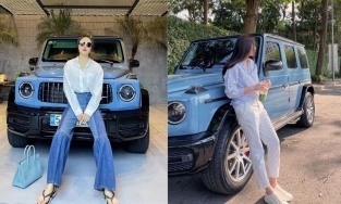 Đi giày bệt để cân xứng với chồng nhưng Đàm Thu Trang vẫn trông cao ráo hơn thực tế