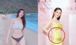 Đạt 10 điểm khi mặc bikini nhưng Diễm My 9X thường xuyên lộ bụng 'tròn xoe' trên thảm đỏ