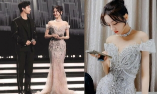 Địch Lệ Nhiệt Ba hoá nữ thần long lanh ngày đầu năm nhờ mặc váy của một NTK Việt