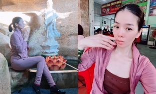 Bị nhắc nhở vì mặc legging bó sát lên chùa, Lệ Quyên tiếp tục mặc thiết kế thể thao vốn để 'đi Gym'