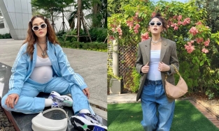 Biểu tượng nhan sắc Thái Lan Chompoo Araya vẫn mặc váy xuyên thấu dù 'bụng mang dạ chửa'