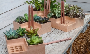 Độc đáo chiếc khay cắm bút kết hợp chậu cây xinh xắn