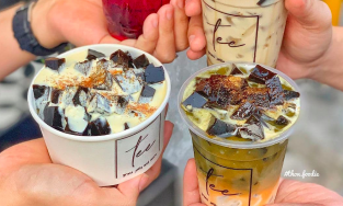 Tiệm trà sữa sương sáo nhiều vị, giá bình dân ở quận 1, Sài Gòn